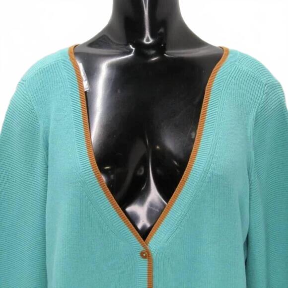 NEW ETCETERA women's seafarer v-neck long sleeve cardigan in sea blue - Picture 4 of 4